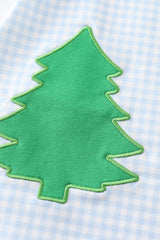 Green christmas tree applique girl pants set