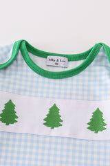 Green christmas tree embroidery boy romper