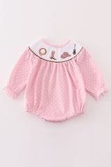 Pink dot smocked western embroidery girl bubble