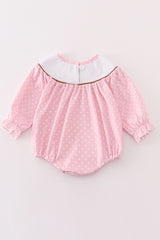 Pink dot smocked western embroidery girl bubble