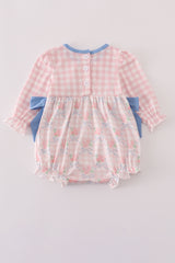 Pink floral print ruffle bow bubble