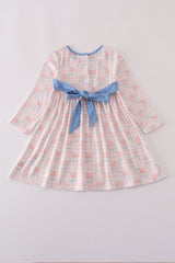 Pink floral print ruffle dress