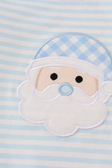 Blue stripe christmas santa claus applique boy romper