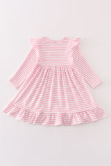 Pink stripe christmas santa claus applique dress