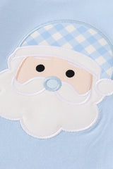 Blue christmas santa claus applique boy set