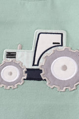 Blue excavator applique romper