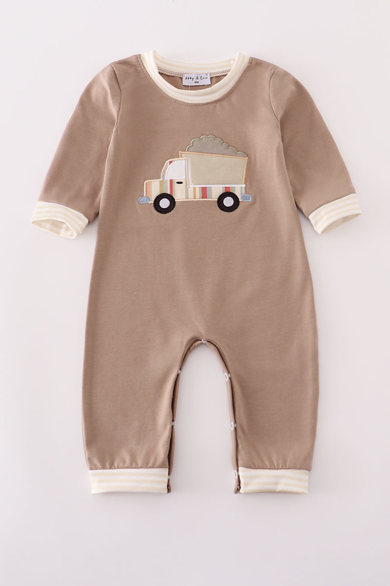 Khaki vehicle applique romper