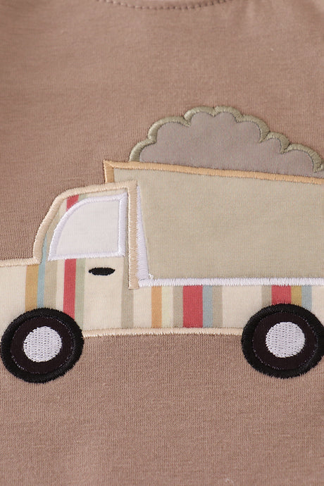 Khaki vehicle applique romper