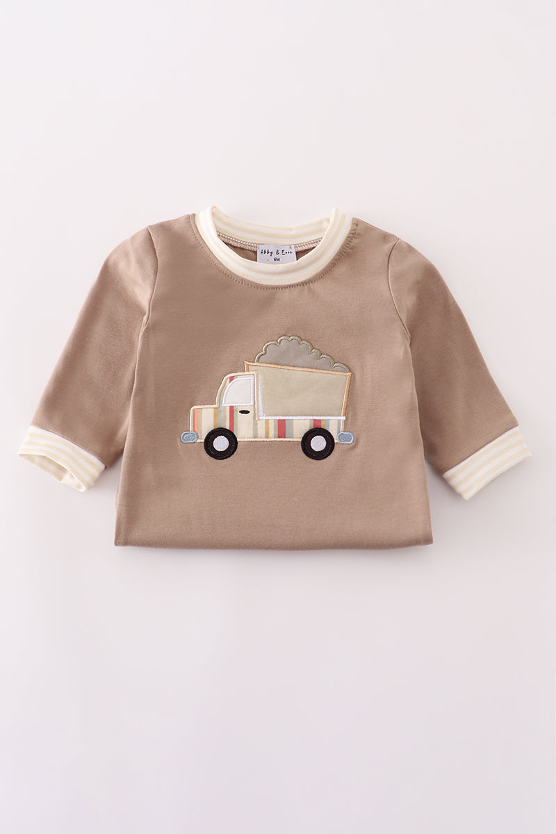 Khaki vehicle applique romper