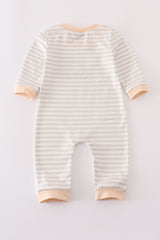 Cream excavator applique stripe romper