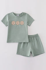 Sage sand dollar embroidery boy set