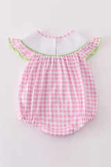 Pink golf embroidery gingham girl bubble