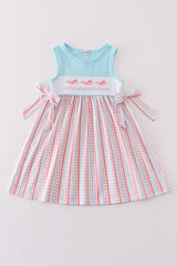 Blue whale embroidery girl dress