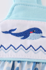 Blue whale embroidery boy bubble