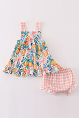 Citrus Bloom print girl bloomer set