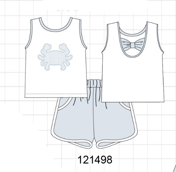 White crab applique girl set