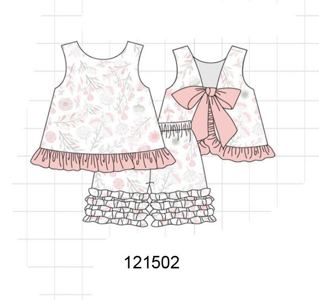 Pink Blush Meadow smocked girl set