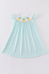 Mint lemon embroidery girl dress