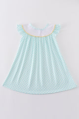 Mint lemon embroidery girl dress