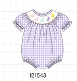 Purple bunny embroidery smocked girl bubble