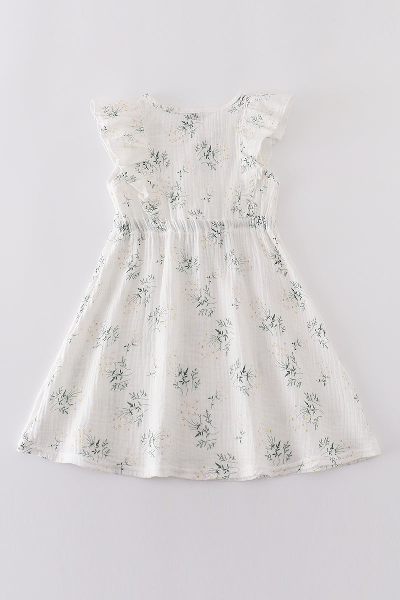 Floral print muslin dress