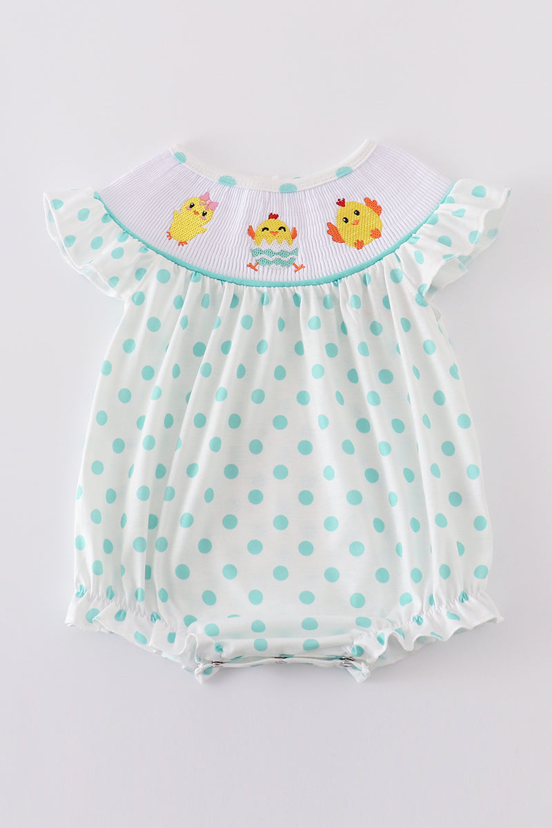 Dot chicken embroidery smocked bubble