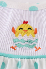 Dot chicken embroidery smocked bubble