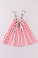 Pink easter cross french knot girl dress