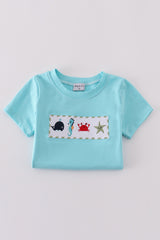 Marine creature embroidery stripe set