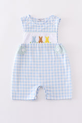 Blue bunny embroidery gingham jonjon