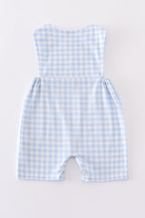 Blue bunny embroidery gingham jonjon