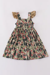 Camouflage cross embroidery dress