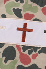 Camouflage cross embroidery top