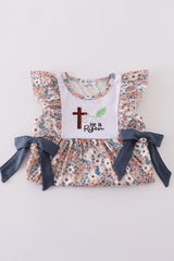 Easter blessings he is risen embroidery girl set