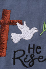 Blue he is risen embroidery boy set