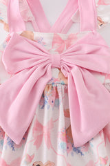 Pink easter bunny bow girl dress