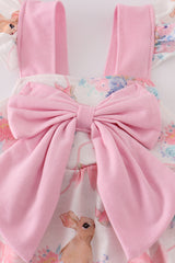 Pink easter bunny bow girl bubble