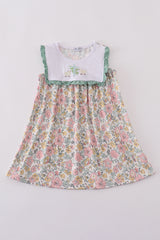 Floral sheep cross embroidery dress