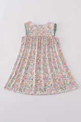 Floral sheep cross embroidery dress