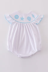 White starfish embroidery smocked bubble