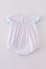 White starfish embroidery smocked bubble