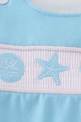 White starfish embroidery smocked  bubble