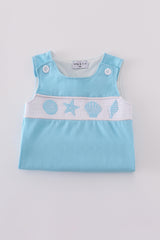 White starfish embroidery smocked  bubble