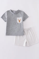 Grey deer embroidery set