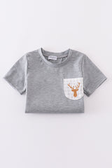 Grey deer embroidery set