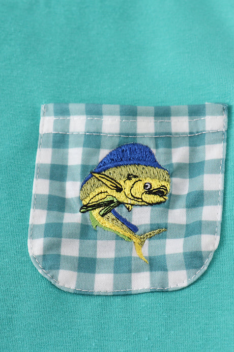 Green fish embroidery set