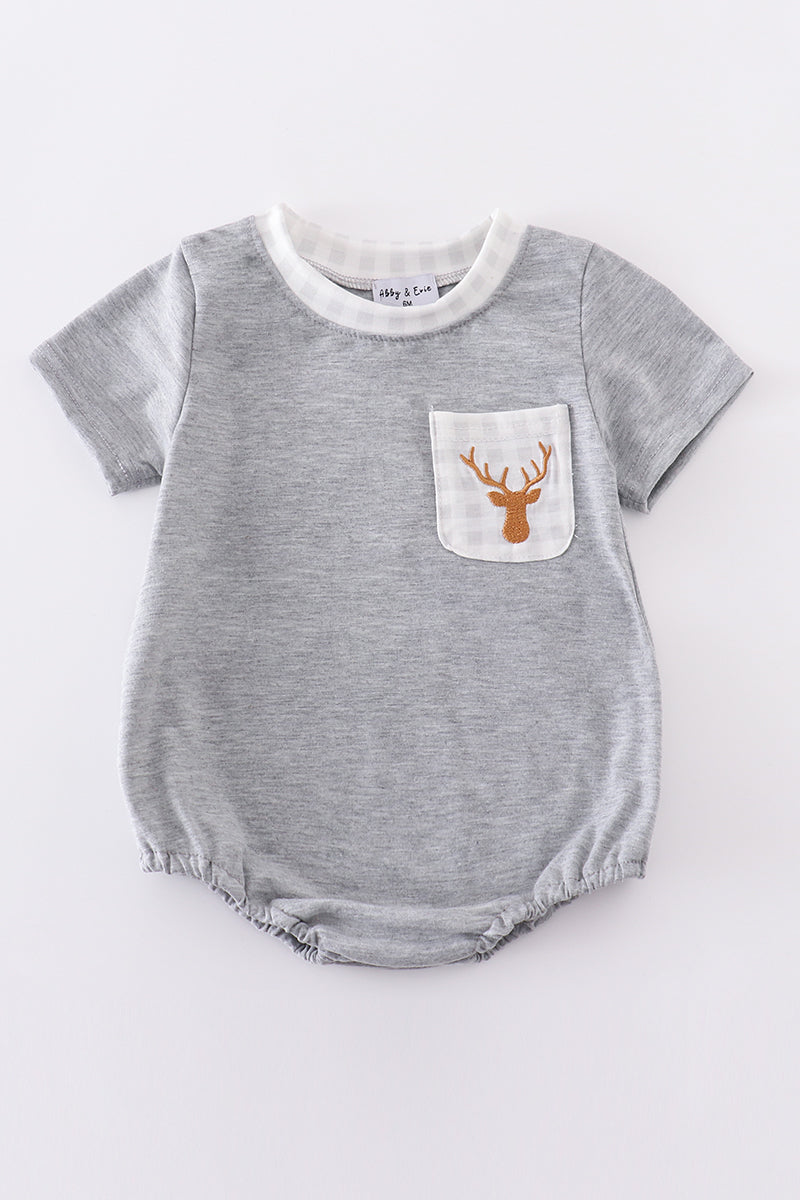 Grey deer embroidery bubble