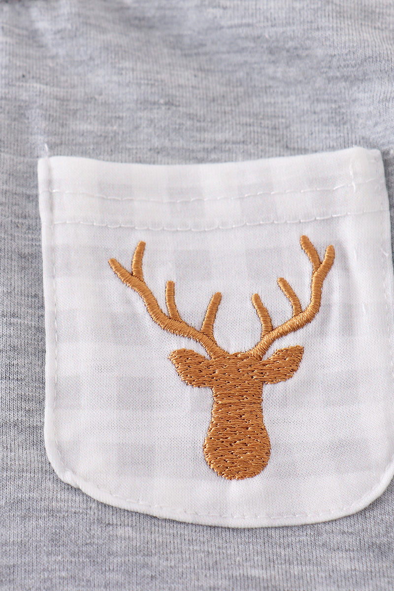 Grey deer embroidery bubble