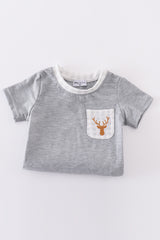 Grey deer embroidery bubble