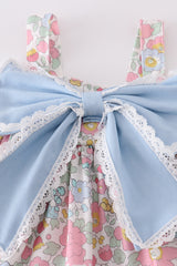 Blue floral print bow bloomer set